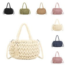 Bolso de hombro tejido de moda para mujer Borla Cremallera Informal Viaje Compras Bolso