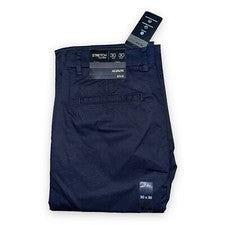 Pantalones chinos negros profundos elásticos delanteros planos 30X30 nuevos con etiquetas ALFANI para hombre