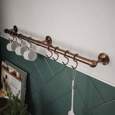 Kit de riel de utensilios de fácil ajuste 60 cm antiguo cobre cocina pared taza sobre fregadero colgador