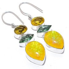 Pendiente de joyería de plata esterlina 925 hecho a mano con piedras preciosa...