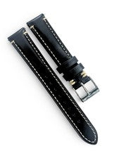 Correa de reloj negra de cuero de becerro genuino con pasador de liberación rápida 20 * 16 mm