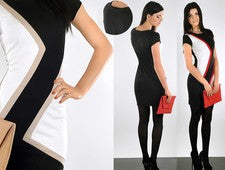 Vestido único y elegante de cóctel para mujer con cremallera túnica oficina talla 8-16 FA105