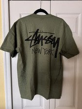 Camiseta Talla L Stussy New York Chapter Verde Oliva Grande Stüssy NY Exclusiva