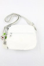 Bandolera Kipling Keefe para mujer con compartimento divisor central mono blanco
