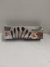 Juego de utensilios de cocina Robert Irvine de silicona negra con mango de madera 6 piezas ¡NUEVO EN CAJA!