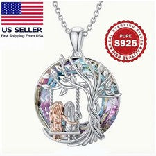 Colgante Árbol de la Vida Siempre Mi Hermana Mi Amigo, Collar Plata de Ley 925
