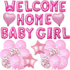 Decoraciones para bebé niña Welcome Home - Decoración rosa baby shower letra estrella Hea