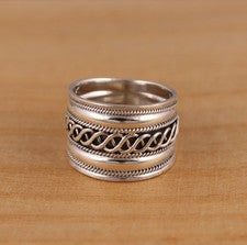 Anillo de plata esterlina 925 estilo boho bali banda/pulgar regalo en caja