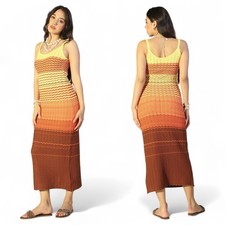 Vestido de verano para mujer midi a rayas tejido ceñido al cuerpo acanalado con tiras playa vestido de vacaciones
