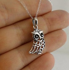 Collar Colgante Búho - Plata de Ley 925 - Esquema Calado Pájaro Búhos Regalo