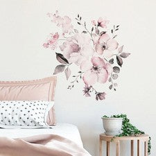 Calcomanía de vinilo extraíble con flores rosa pegatinas de pared mural hágalo usted mismo arte habitación decoración de
