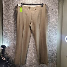 Pantalones de vestir Haggar Clothing E-Clo calce clásico marrón para hombre 42x32 poliéster nuevos con etiquetas