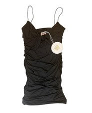 Nuevo con etiquetas Mini Vestido Princesa Polly Loren con Tiras Negro Corbata Frontal Para Mujer Talla 6 NUEVO