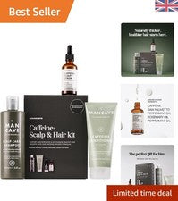 Kit de cuidado del cabello con cafeína de 3 piezas: champú, acondicionador y suero para cuero cabelludo sin sulfatos