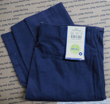 Pantalones chinos Real School Uniforms para hombre talla 30 azul oscuro frente plano nuevos J1