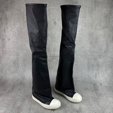 RICK OWENS Oblicuo Ramones Hasta el Muslo Acampanado Tenis Zapatos Botas de Cuero EU41
