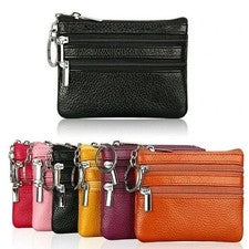Mujeres Llavero Cuero Mini Monedero Moneda Pequeño Cambio Bolso Tarjeta Billetera Bolsa Cremallera