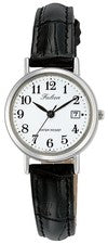Reloj CITIZEN Q&Q D023-304 Impermeable 30 m, Fecha, Esfera Blanca, Correa Cuero