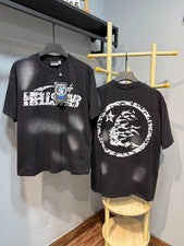Camiseta Hellstar de algodón estilo callejero negra lavada S-XL
