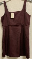 🥥 A New Day Mini Vestido Para Mujer Satén Pesado Borgoña Talla 8🆕