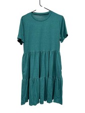 Lindo vestido de verano verde para mujer talla S mezcla de poliéster spandex damas moda