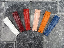 Correa de cuero de 20 mm blanca roja naranja correa de reloj pequeña corta para Rolex Daytona