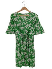 MNG Sommerkleid Damen Kurzarm Blumenmuster Grün Vintage Casual Größe 34