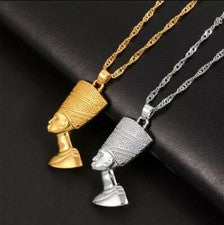 Moda Joyería Collar Egipcio Reina Nefertiti Colgante Oro Plata Color 88A4