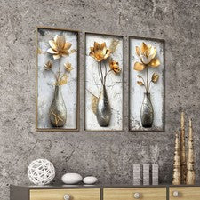 Calcomanía para el hogar para decoración del hogar 3D oro flor calcomanía material PVC extraíble limpiamente
