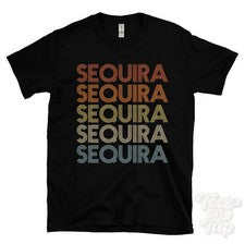 CAMISETA SEQUIRA ESTILO RETRO REPETIDO Hombre y Mujer Novedad Genial Nombre Regalo