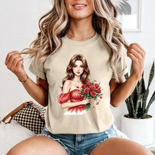 Camiseta mujer rosas floral