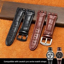 Correa de reloj de cuero genuino 23 mm con herramientas para Swatch YOS440 449 401 447