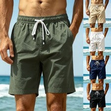 Pantalones cortos informales de verano para hombre de cinco puntos transpirables sueltos de color liso