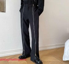 Hombres Pantalones con Cremallera Moda Punk Gótico Juvenil Informal Fiesta Pantalones Negros