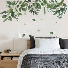 Pegatina de pared hoja verde TV sala de estar decoración planta arte mural hágalo usted mismo decoración del hogar