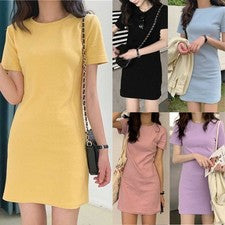 Vestido Camiseta Verano Mujer Vivo en Varios Colores Caramelo para Divertido
