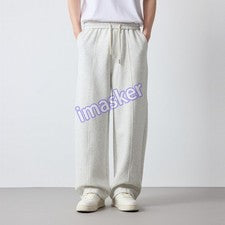 Pantalones largos sueltos con cordón informales deportivos estilo americano para hombre talla primavera