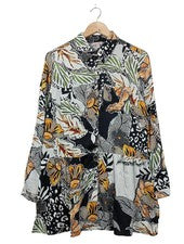 Vestido Blusa Mujer Alba Moda Viscosa Estampado Abstracto Negro Blanco Talla 38