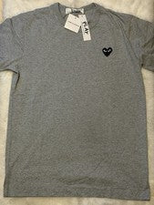 Camiseta Comme des Garcons Play Corazón Bordado Logo Gris Para Hombre Manga Corta XL