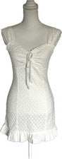 Vestido MINI Forever 21 Mujer Talla XS Blanco Margarita Bordado NUEVO