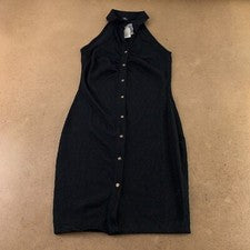 Mini Vestido River Island Para Mujer Talla 6 Negro Texturizado Sin Mangas Bodycon Nuevo con Etiquetas