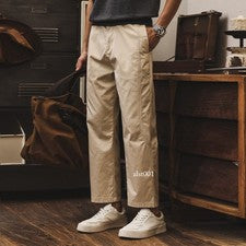 Pantalones rectos estilo americano para hombre algodón hasta el tobillo cintura elástica exterior talla