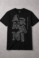 Camiseta para hombre Armani Exchange negra con logotipo de algodón cuello redondo manga corta