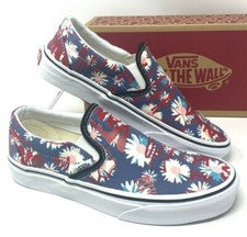 Zapatos sin cordones VANS para mujer tallas clásicas crew florales azules parte superior baja VN0A4BV31JA