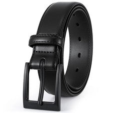 Cinturón de cuero hipoalergénico amigable con la TSA para hombre con hebilla negra