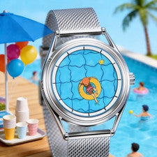 ✅ Reloj Piscina Japonés Cuarzo Milanés Acero 316L 37 mm Nuevo ✅