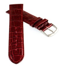 Correa de reloj de cuero de cocodrilo fino modelo Ginebra-71S NL burdeos-rojo 20 mm