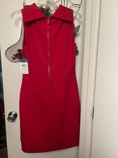 Vestido rojo brillante para mujer CHAPS, talla 12, poliéster/lavado a mano/poner plano para secar