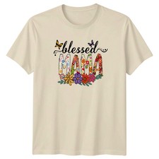 Camiseta Blessed Mama Mujer Floral Hippie Maternidad Día de la Madre