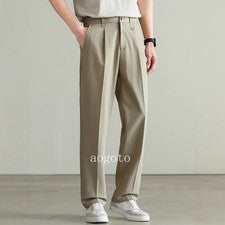 Pantalones informales de algodón Lyocell de negocios para hombre Vestido largo Pantalón suelto Delgado